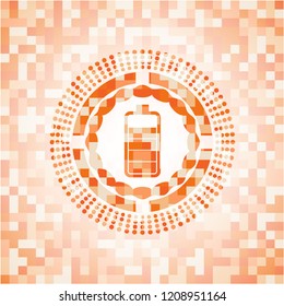 battery icon inside orange mosaic emblem