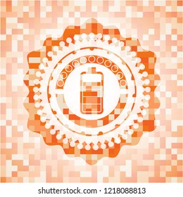 battery icon inside orange mosaic emblem