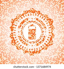 battery icon inside orange mosaic emblem