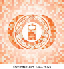 battery icon inside orange mosaic emblem with background
