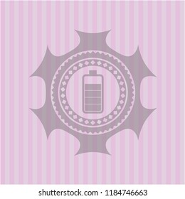 battery icon inside pink emblem. Vintage.