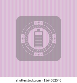 battery icon inside pink emblem. Vintage.