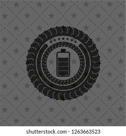 battery icon inside realistic dark emblem