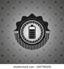 battery icon inside realistic dark emblem