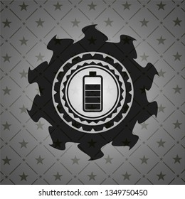 battery icon inside realistic dark emblem