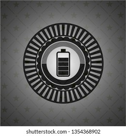 battery icon inside realistic dark emblem