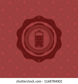battery icon inside realistic red emblem