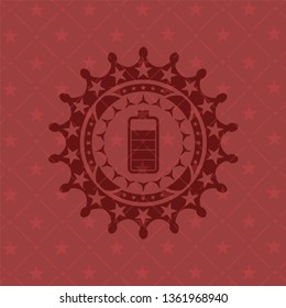 battery icon inside realistic red emblem