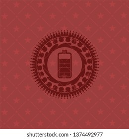 battery icon inside realistic red emblem