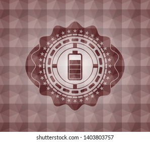 battery icon inside red badge with geometric pattern. Seamless.