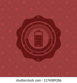 battery icon inside red emblem. Vintage.