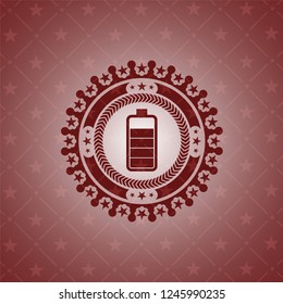 battery icon inside red emblem. Retro