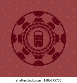 battery icon inside red emblem. Retro