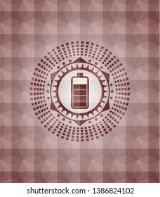battery icon inside red geometric emblem. Seamless.