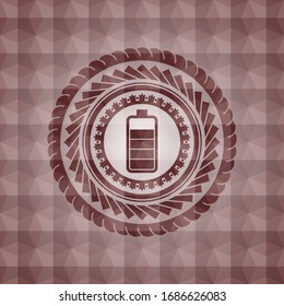 battery icon inside red geometric badge. Seamless.