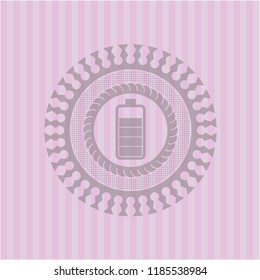battery icon inside retro pink emblem
