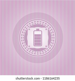 battery icon inside retro pink emblem