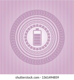 battery icon inside retro pink emblem
