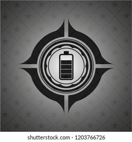 battery icon inside retro style black emblem