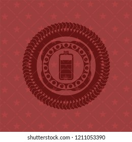 battery icon inside retro style red emblem