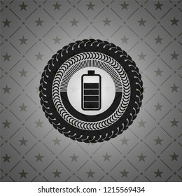 battery icon inside retro style black emblem