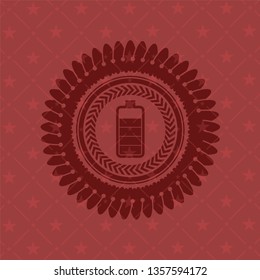 battery icon inside retro style red emblem