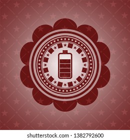 battery icon inside retro style red emblem