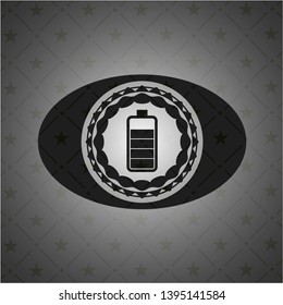 battery icon inside retro style black emblem