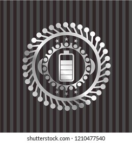 battery icon inside silver badge or emblem