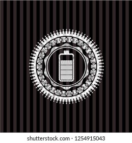 battery icon inside silver badge or emblem
