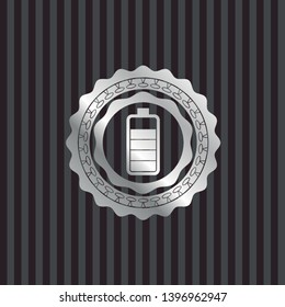 battery icon inside silver badge or emblem