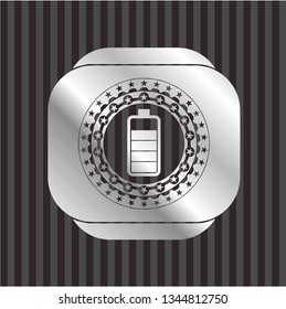 battery icon inside silver emblem