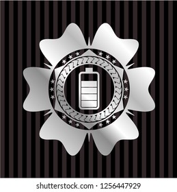 battery icon inside silvery shiny emblem
