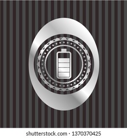 battery icon inside silvery shiny emblem