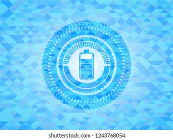 battery icon inside sky blue mosaic emblem