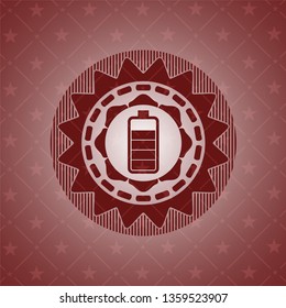 battery icon inside vintage red emblem