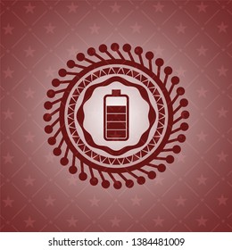 battery icon inside vintage red emblem