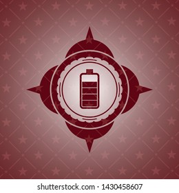 battery icon inside vintage red emblem