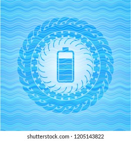 battery icon inside water concept emblem background.