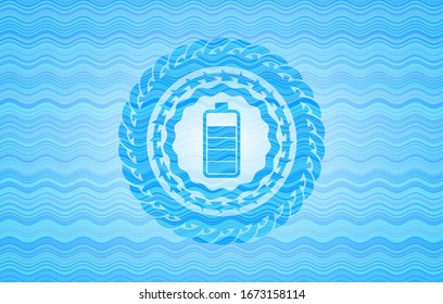 battery icon inside water emblem background.