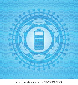battery icon inside water style emblem.