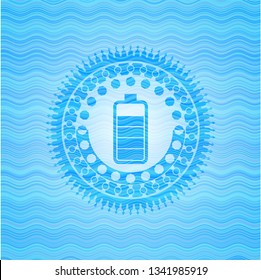battery icon inside water wave badge.