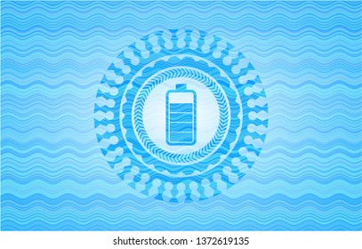 battery icon inside water wave emblem.