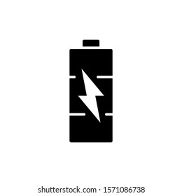 Battery icon isolated in black flat design on white background, Vector illustration Eps 10