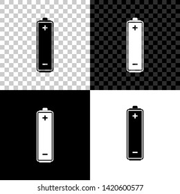 Battery icon isolated on black, white and transparent background. Vector Illustration