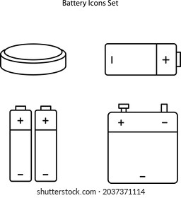 Batteriesymbol einzeln auf weißem Hintergrund. Dünne Linie-Leuchtenkombination für Logo, Web, App, UI. Akkusymbol: einfaches Zeichen.