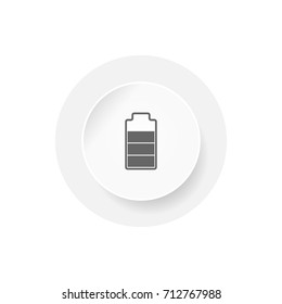 Battery icon isolated on white background. EPS10 vector illustration for button, banner, template, web, design element. Battery image on round shape label. Flat icon in minimal style.