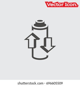 Battery icon isolated sign symbol and flat style for app, web and digital design. Vector illustration.