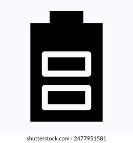 Battery Icon, Isolated Silhouette Vector Icon.