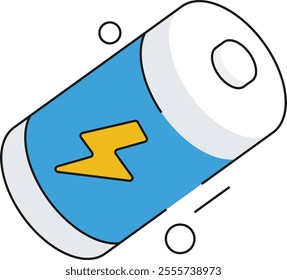 Battery icon in isometric style, symbolizing energy storage and eco_friendly solutions.